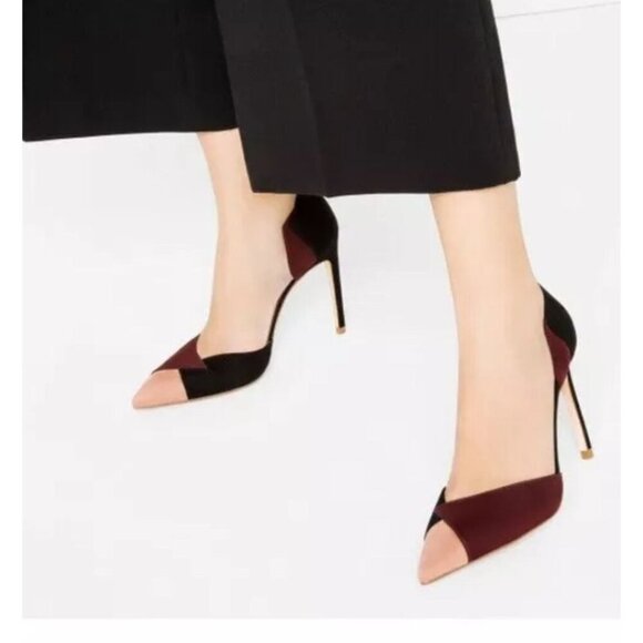 Zara Basic Women's Color Block Pointed Toe D'Orsay Pumps Heels Size 7.5 - Picture 2 of 10